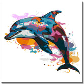 Painting by Numbers for Children Dolphin in Vibrant Colors